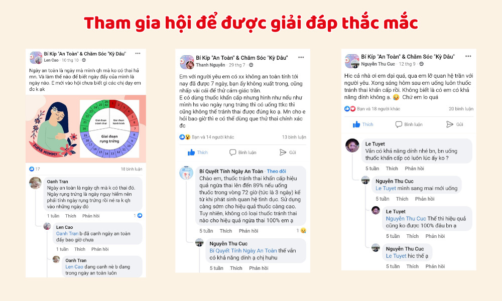 Thqm gia hội Bí Kíp An Toàn & Chăm Sóc Kỳ Dâu để được giải đáp Miễn Phí từ chuyên gia và các chị em có kinh nghiệm