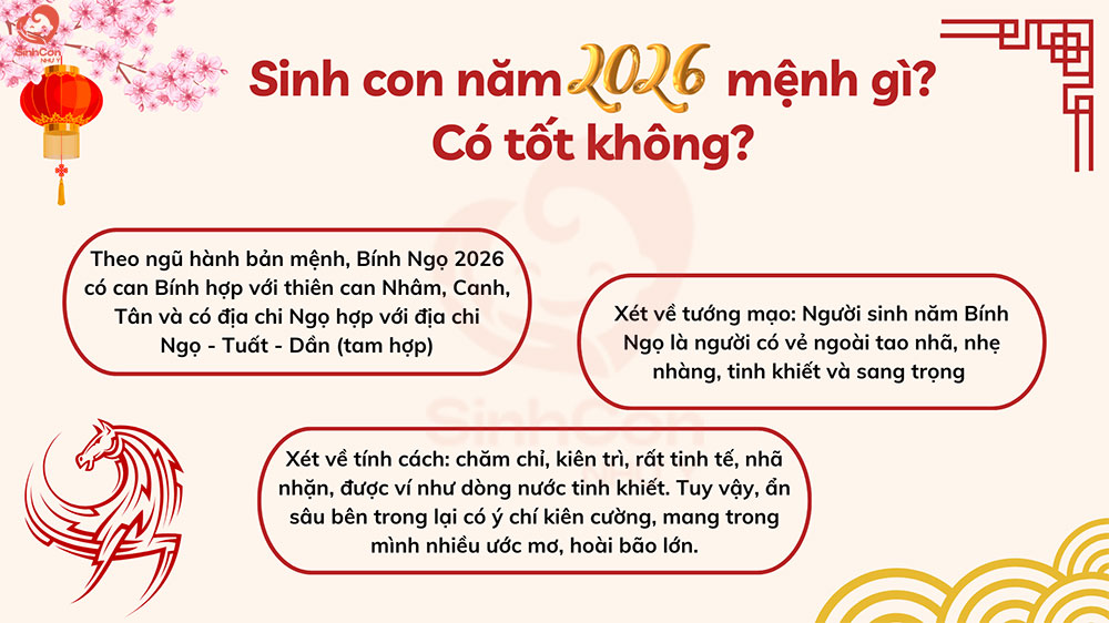 Sinh con năm 2026 mệnh gì? Có tốt không?